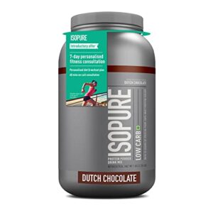 Isopure Low Carb Whey Protein Isolate Powder 2.20 lbs, 1 kg (Dutch Chocolate), 25g Protein per serve, Gluten-Free, Aspartame-Free, Vegetarian protein for Men & Women. Offer Pack
